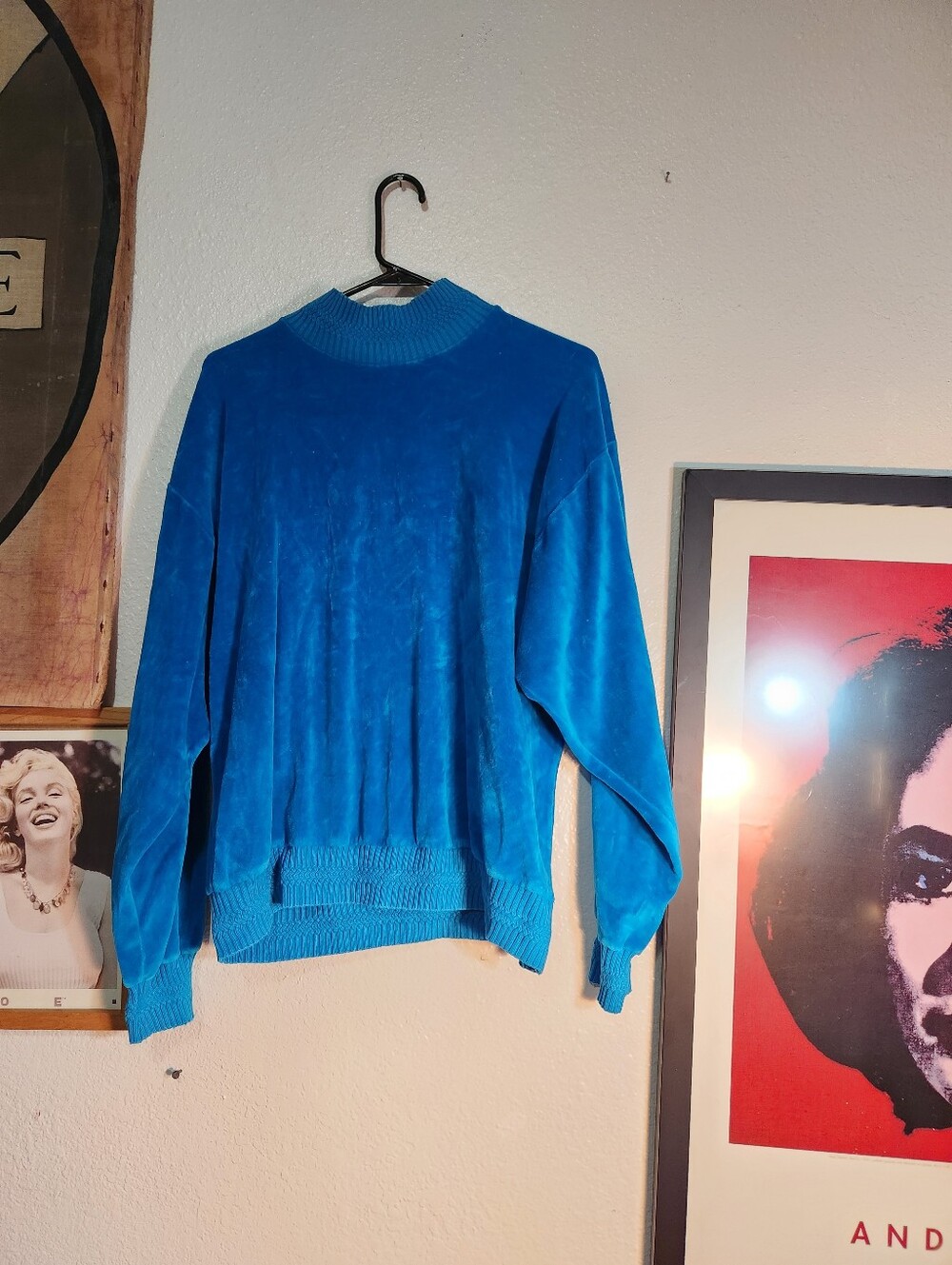 Blue Oversized Mock Neck Sweater